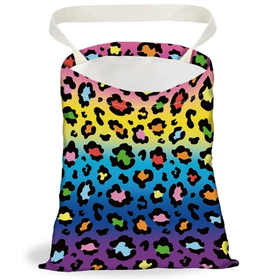 Colorful Leopard Print Car Trash Bag Hanging Garbage Bag with Snap Buttons Car-Back Seat Trash Storage Portable Dustbin for Men Women Car Interior Accessories Travel Camping
