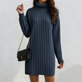 thumbnail image 2 of larppty Women Oversized Sweater Dress Turtleneck Batwing Long Sleeve Ribbed Knit Loose 2025 Fall Winter Casual Short Dress（Navy，M）, 2 of 8