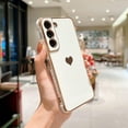 thumbnail image 2 of Compatible with Galaxy S21+Plus Case Camera Lens Protection Luxury Plated Love Heart Cute Side Small Pattern Slim Airbag Shockproof Cover Phone Cases for Samsung Galaxy S21 Plus 5G 6.7"-White, 2 of 16
