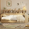 thumbnail image 2 of Natural Wood Full Size Daybed w/ Trundle &amp; Desk - Storage Shelves, Bedroom Furniture, Solid Wood Frame, Space-Saving Design, Natural Finish, 2 of 19