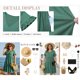 thumbnail image 4 of Vestidos Babydoll de Talla Grande para Mujeres Agnes Orinda, con Cuello en V, Mangas con Volantes, Vestido de Verano con Falda en Capas y Bolsillos, 3X Verde, 4 of 7