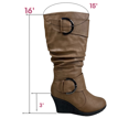 thumbnail image 2 of Women's Fashion Zip Knee High Boots Casual Wedge Heel Winter Shoes ( Cognac, 7 ), 2 of 5