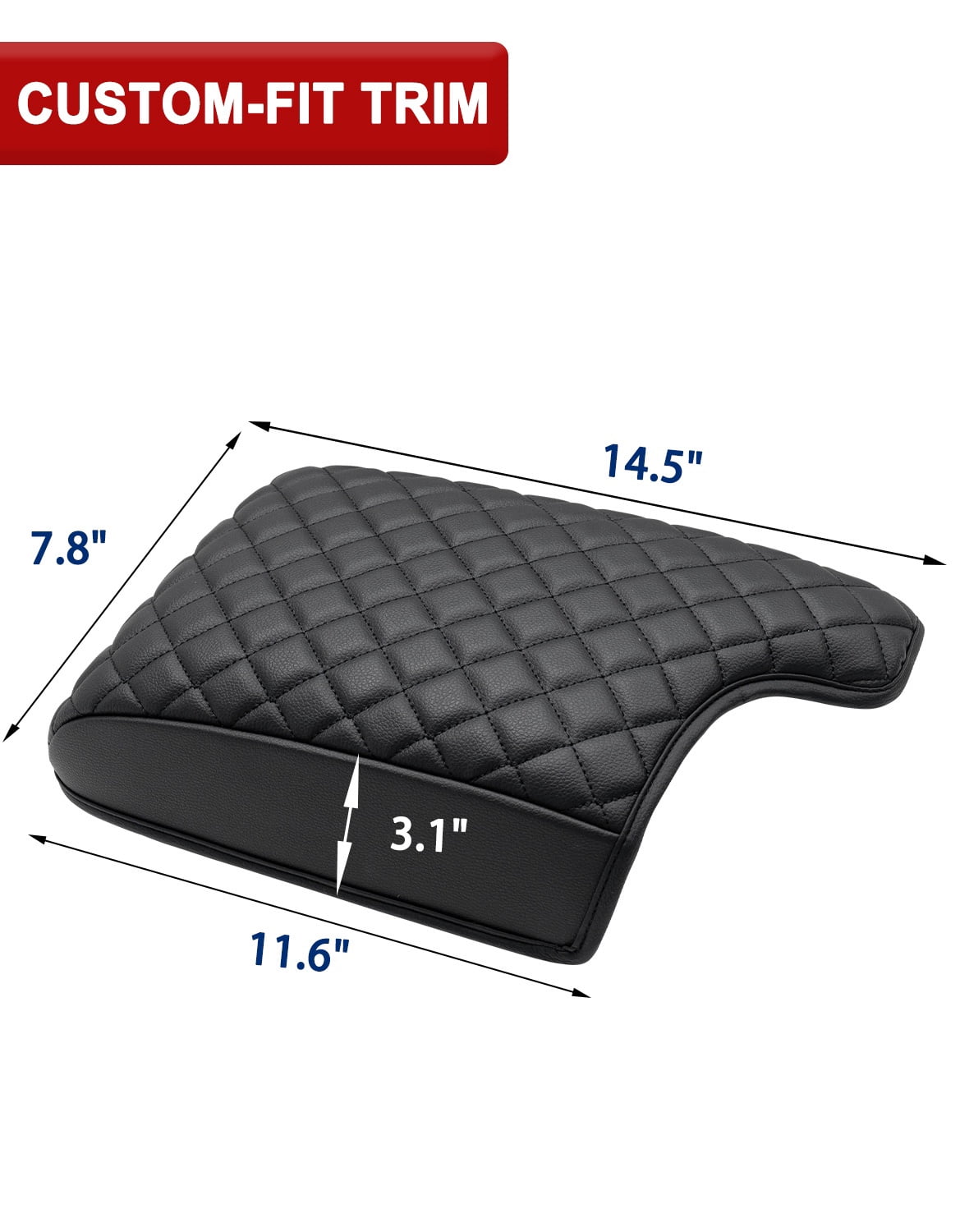 KBH Center Console Cover for 2019-2023 Ford Ranger Accessories, Black Leather Armrest Cover for Vehicle, Anti-Scratch Middle Console Lid Cushion Pad