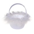 thumbnail image 2 of Lssam White Flower Girl Basket, Satin Bowknot and Pearl Collection Flower Girl Baskets, Elegant Wedding Flower Basket, Perfect for Flower Girls in Weddings, 2 of 9