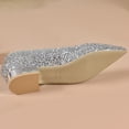 thumbnail image 5 of Miluxas Women's Sequins Closed Pointed Toe Flat Shoes Comfortable Slip On Shiny Bridal Wedding Flats Classic Chunky Heel Party Dress Shoes Silver 7(39), 5 of 9