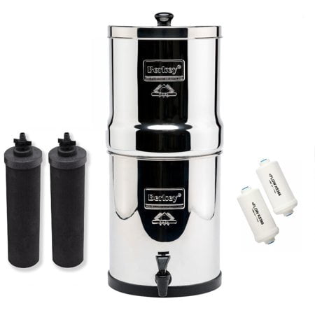 

Big Berkey Water Filtration System Bundle with 2 Black Filters 2 Fluoride Filters 2.25 Gallon