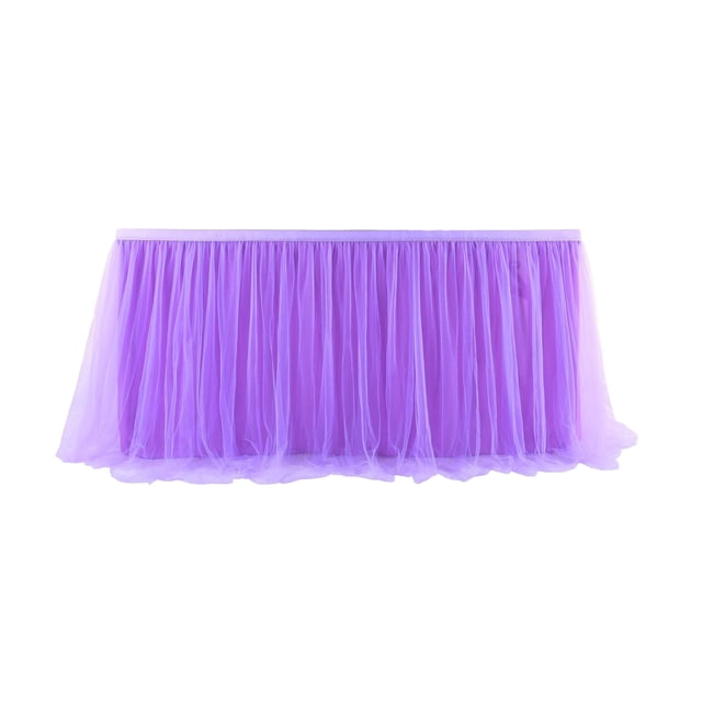 TOWED22 Tulle Table Skirt High-End Gold-Rimmed Mesh Birthday Wedding Party Decoration(purple)