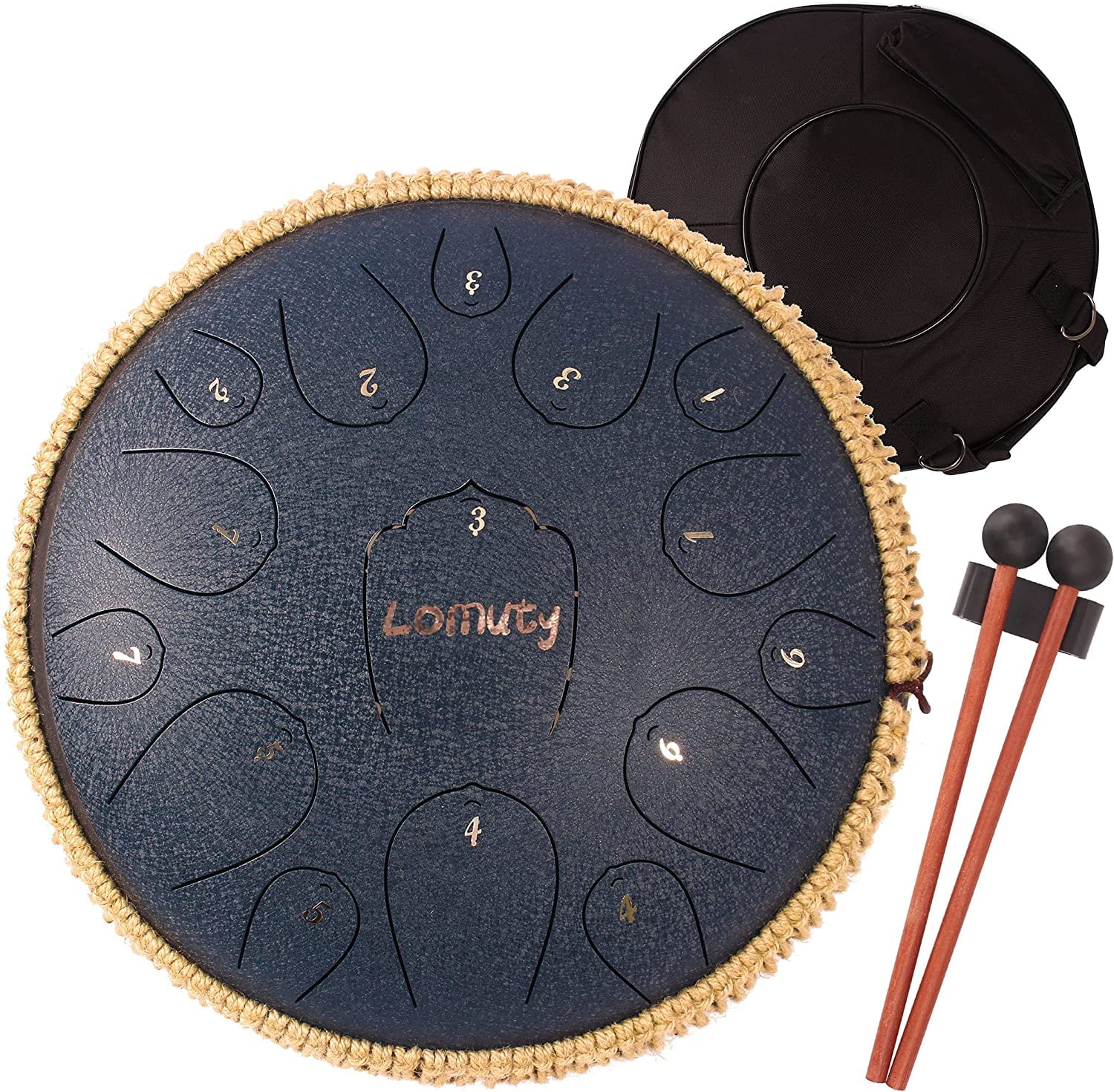 LOMUTY Steel Tongue Drum, 13 Inch Steel Tongue Drum, D Major 15 Notes