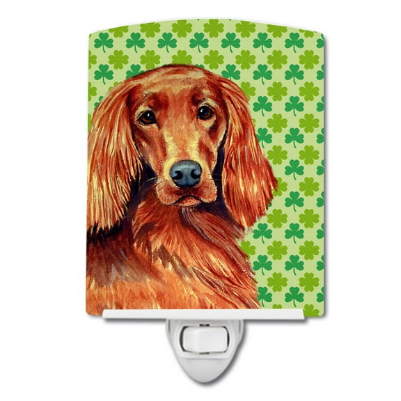 Caroline's Treasures LH9209CNL Irish Setter St. Patrick's Day Shamrock Portrait Ceramic Night Light, 6x4x3", multicolor