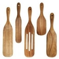 thumbnail image 1 of Cucharas de madera para cocinar utensilios de cocina de madera y soporte para utensilios, espátula que incluye cuchara, espátula y cuchara ranurada de mango largo, 1 of 7