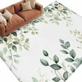 thumbnail image 3 of 8x10 Area Rugs, Teal Eucalyptus Leaves Non-Skid Rubber Backing Large Rectangle Rugs - Living Room Bedroom Home Office, Summer Botanical Spring Weeping Indoor Floor Mat Carpets Washable Rug, 3 of 9