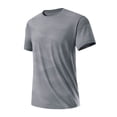 thumbnail image 2 of Short Sleeve Quick Dry Performance Shirt Shirts for Men Heavyweight Cotton Tee Tops Men's Casual Summer Short Sleeved Solid Color Round Neck Fitness Blouses Shirts Gray Xxl, 2 of 6