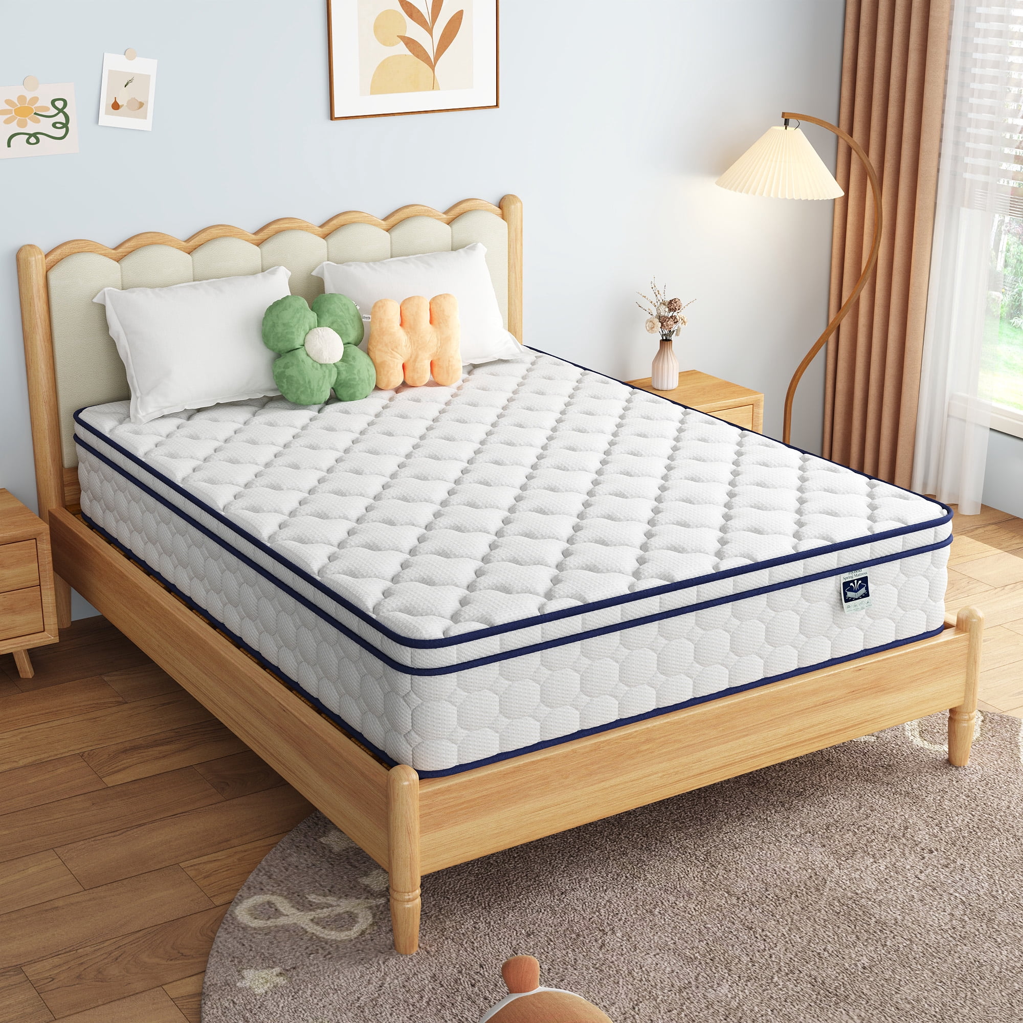 Queen Size Mattress - 12 Inch Gel-Infused Memory Foam & Pocket Springs, Medium Feel, CertiPUR-US Certified, Pressure Relieving & Cool Night Sleep