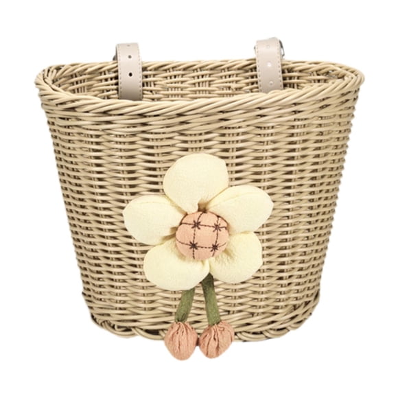 Cesta de bicicleta para niños, niñas y niños, impermeable, decoración para manillar de bicicleta, mini cesta Beige