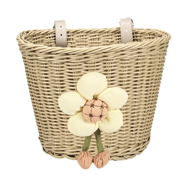 Cesta delantera para bicicleta infantil, decoración para manillar de bicicleta infantil, cesta colgante para bicicleta Beige