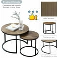 thumbnail image 3 of Nesting Coffee Table Set of 2, Round Coffee Table w/Wood Grain Top, Modern Living Room Table with Sturdy Metal Frame, Industrial End Table Side Tables for Small Space Apartment (Black), 3 of 15