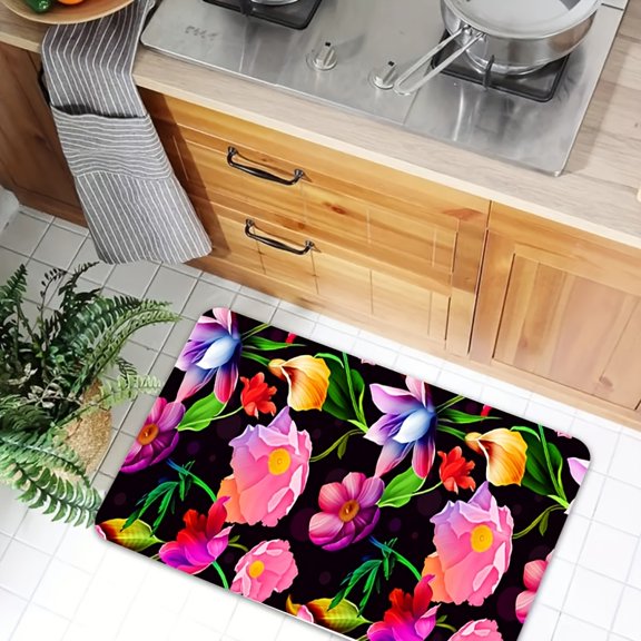Non-slip Flannel Kitchen Rug, Soft Machine-washable Mat for Bedroom Living Room Yoga Kitchen Laundry Office Game Room Hallway Entrance, High-quality Carpet