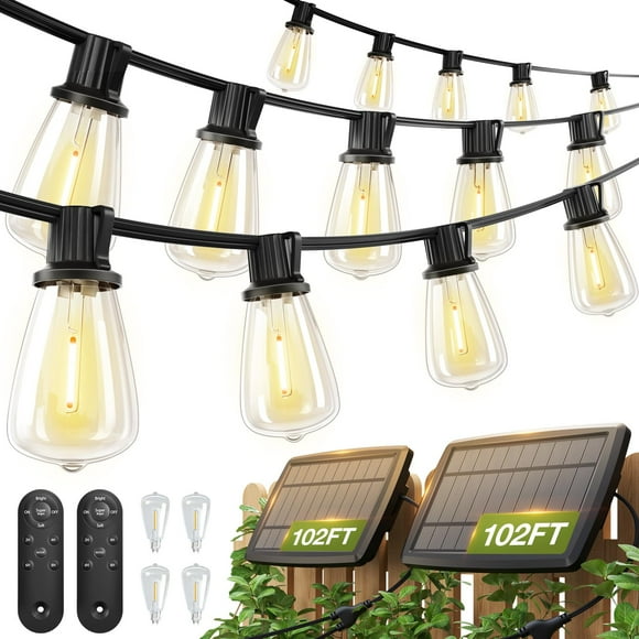 Guirnalda de luces solares adicionales, paquete de 2 unidades, 31 m, resistente al agua con control remoto