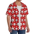 thumbnail image 2 of Xecao Cute Baseball Pattern Men's Short-Sleeve Cuban Collar Button-Down Shirt with Chest Pocket Lightweight Tropical Vacation Shirt-Small, 2 of 5