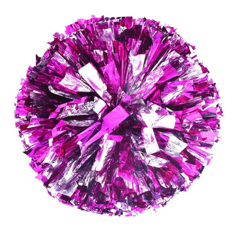 2 Packs Metallic Foil Cheerleader Pom Poms & Plastic Ring Cheer Poms