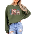 thumbnail image 2 of Ink-Printed USA Distressed Flag Sweatshirt for Women Kids July 4th Family Matching Crewneck Army Green Sweatshirt Adult Med, 2 of 8