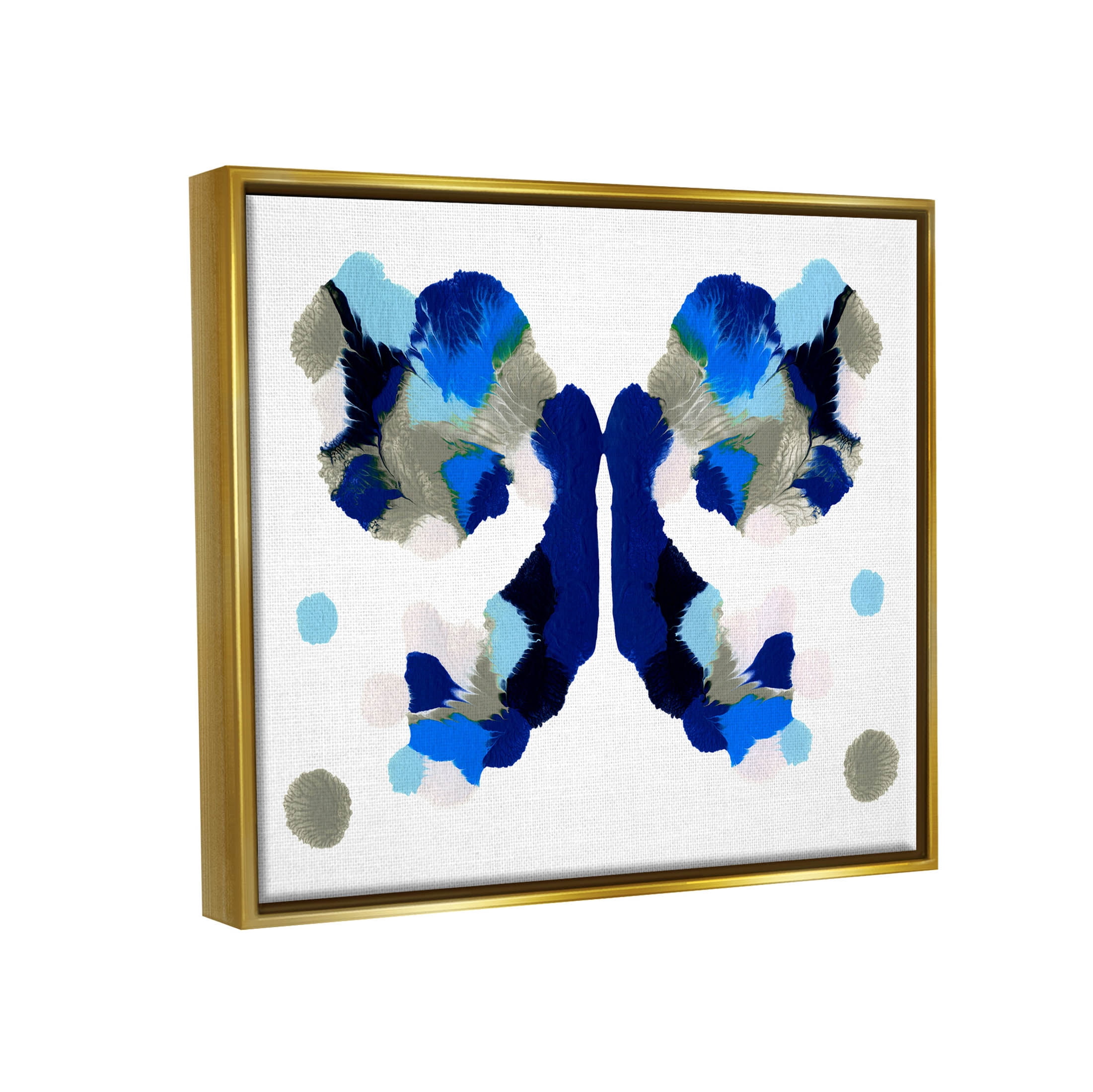 Stupell Industries Abstract Ink Blot Shapes Graphic Art Metallic Gold Floating Framed Canvas Print Wall Art, Design by Emma Caroline
