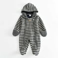 thumbnail image 2 of Baby Romper Winter Boy Girl Solid Fleece Zipper Fold-over Mitten Footie Hooded Jumpsuit Outerwear Fall Spring Newborn Baby Jumpsuit, 2 of 9