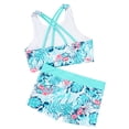 thumbnail image 5 of iEFiEL Kids Big Little Girls Floral Pattern Printed Swimwear Two Piece Tankini Set Bathing Suit Turquoise 6, 5 of 7