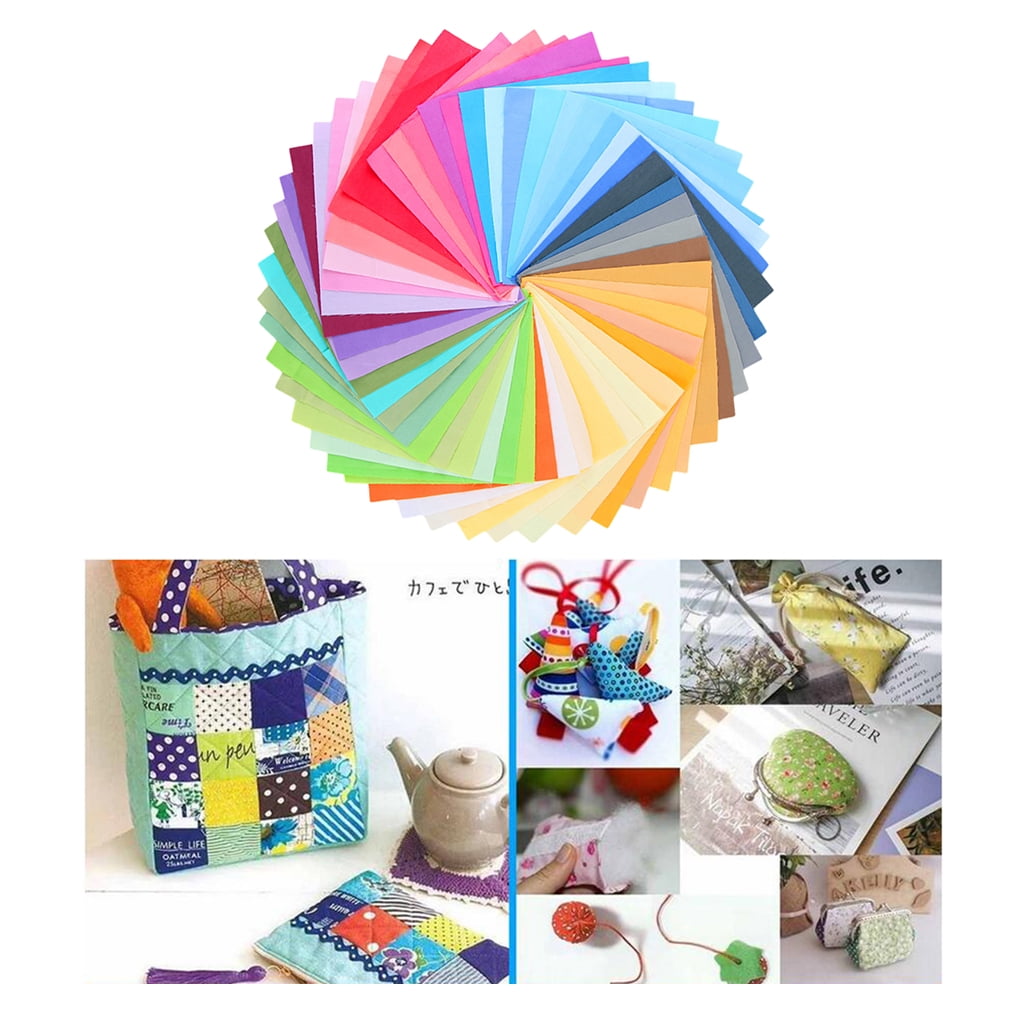 AIGIA 50 Piece Quilting Fabric Bundles Solid Colors Pure Cotton, Precut Squares Sewing Quilting Patchwork Scraps for DIY Crafting