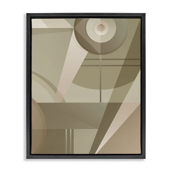 Stupell Industries Mid-Century Tan Geometric Abstract Black Floating Frame Canvas Art, 17 x 21, by Lil' Rue