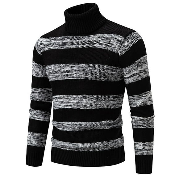 NaWent Men's Slim Fit Turtleneck Sweater Long Sleeved Round Neck Casual Knitted Twisted Pullover Winter Fashion Striped Sweaters clearance sales today deals prime