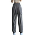 thumbnail image 2 of Ndbuld Womens Cargo Pants with Pockets Spring and Summer Casual Pocket Workwear Pants Casual Long Pants Leggings Great Gifts for Less,S,Gray, 2 of 9