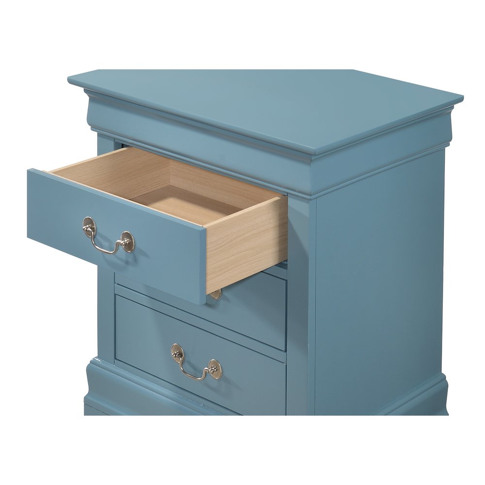 Glory Furniture Louis Phillipe Night Stand in Teal Color