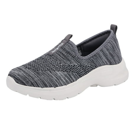 

ZIZOCWA Lightweight Women Sneakers Thick Sole Mesh Breathable Comfortable Casual Slip On Walking Shoes Non-Slip Soft Sole Sports Shoes Dark Gray Size42