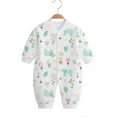 thumbnail image 2 of Rhuody 9-12 Months Baby Boy Clothes Long Sleeve Cartoon Prints Bodysuit Round Neck Relax Fit Romper Summer Light Weight Playsuit Mint Green, 2 of 3