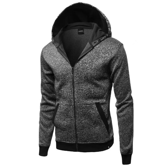 FashionOutfit Men's Fine Quality Plush Fleece Lined Zip up Hoodie Jacket