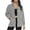 Gray, variant on Rohuuque Women's Fleece Jacket Solid Color Plush Top with Button Long Sleeve Stand Collar Sweatshirts with Pockets Olive Green