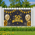 thumbnail image 7 of Glamorous Gold 50th Birthday Banner with Balloons Stars and Sparkles Backdrop Decor for Birthday Party Photography Props Celebration Decorations, 7 of 7