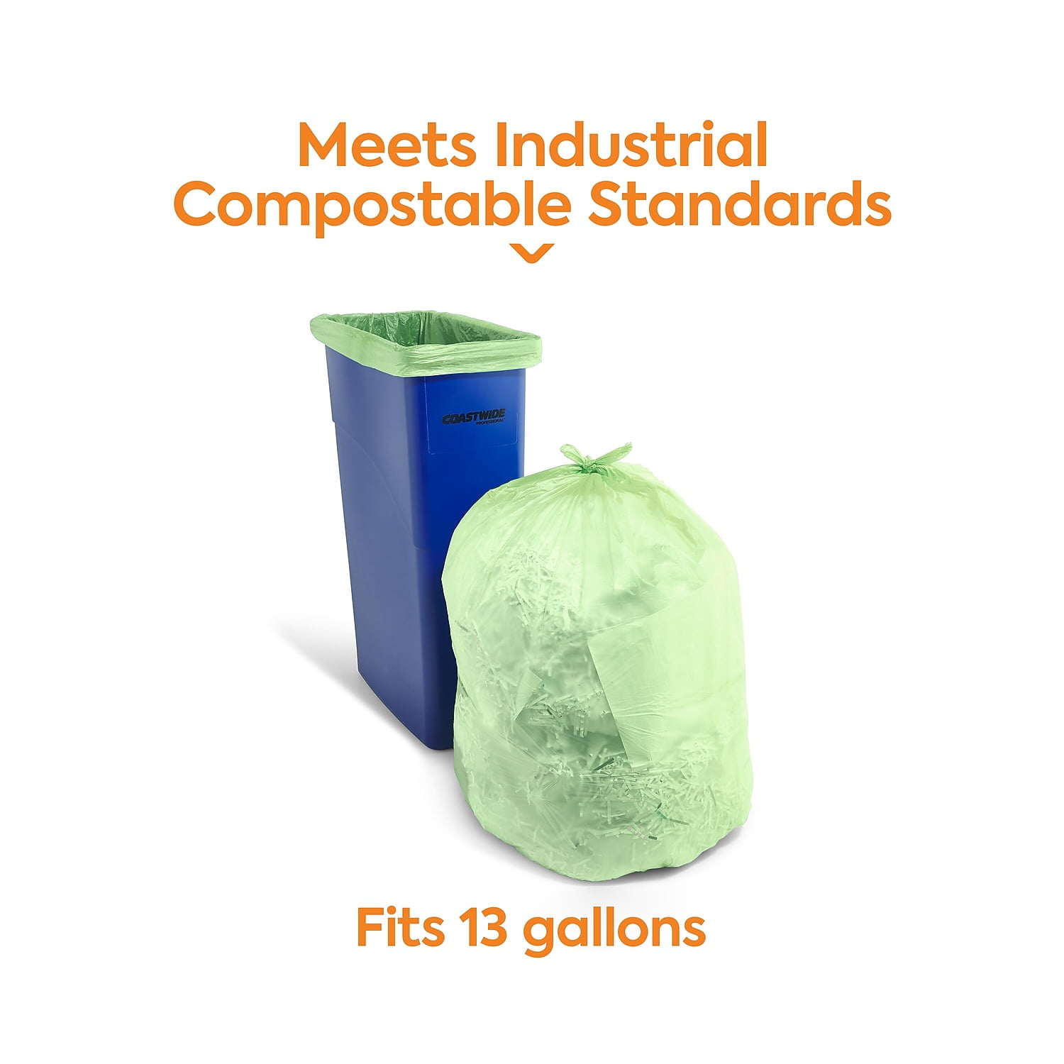 BioTuf Compostable 12-16 Gallon Trash Bags Y4832YE