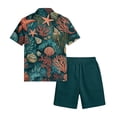thumbnail image 6 of longantii Men's Sets Elastic Button Down Hawaiian Tops and Shorts Comfy Short Sleeve Beach Blouses and Shorts 2026 Shirt and Beach Shorts Sets Turquoise XXL, 6 of 6