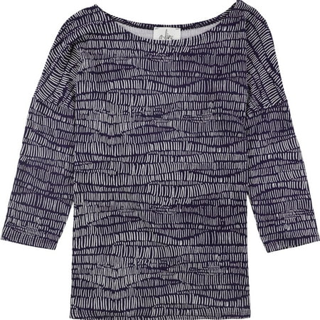 A-Line Womens 2-Tone 3/4 Sleeve Top Pullover Blouse