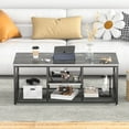 thumbnail image 2 of VECELO 39.4" Rectangle Coffee Table with Storage Shelf, Industrial Entertainment Center Television Table for Living Room, Charcoal Grey, 2 of 9