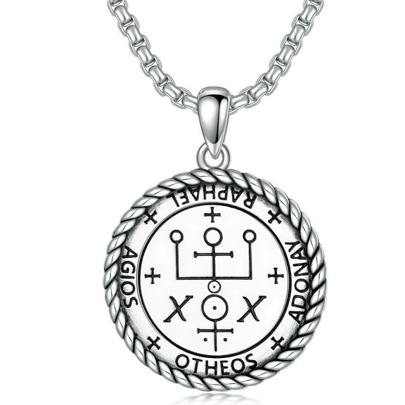 CACA LADY Archangels Sigil Necklace Sterling Silver Solomon Seal Talisman Pendant Amulet Medal Jewelry Protection Medallion Gift for Men Women (with Gift Box)