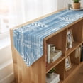 thumbnail image 4 of Vintage Sky Blue Table Runner Linen Burlap Table Runner 70 Inches Long Farmhouse Florals Leaf Coastal Sweet Home Dresser Scarves for Kitchen Island Coffee Dining Room Party Holiday Decor 13"x70", 4 of 8