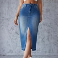 thumbnail image 2 of Abtuhar Denim Skirt,Skirts for Women,Women Fashion Leisure Cowboy Split A-Line High Waist Skirts Blue L, 2 of 6