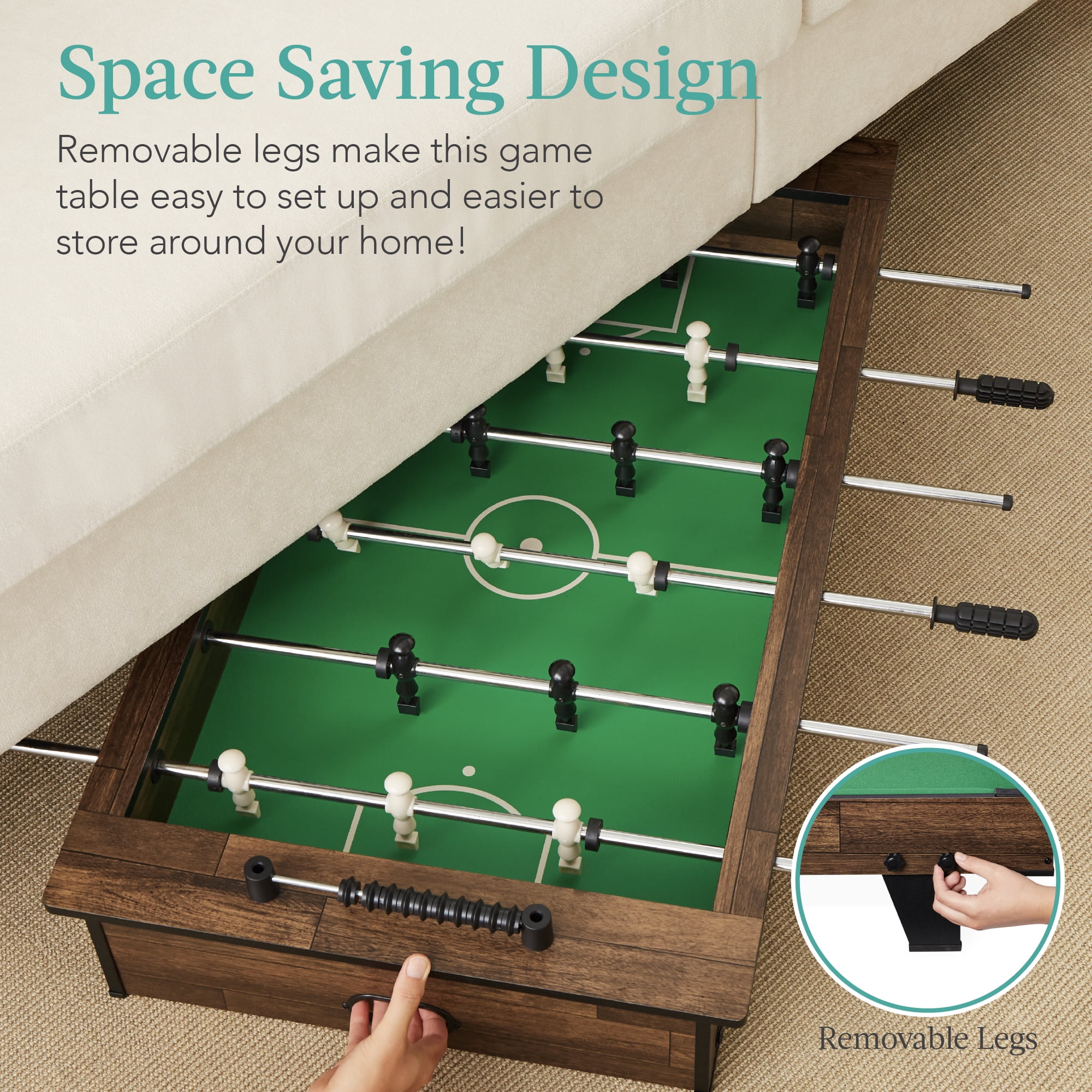 Best Choice Products 40in Tabletop Foosball Table, Arcade Table Soccer for Home, Game Room w/ 2 Balls - Dark Wood