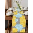thumbnail image 2 of Yellow Teal Floral Spring Burlap Cotton Table Runner 13x48 Inches Long, Pastoral Summer Botanical Farmhouse Table Runners, Outdoor Dining Tablecloths Decor for Baby Shower/Party/Wedding, 2 of 6