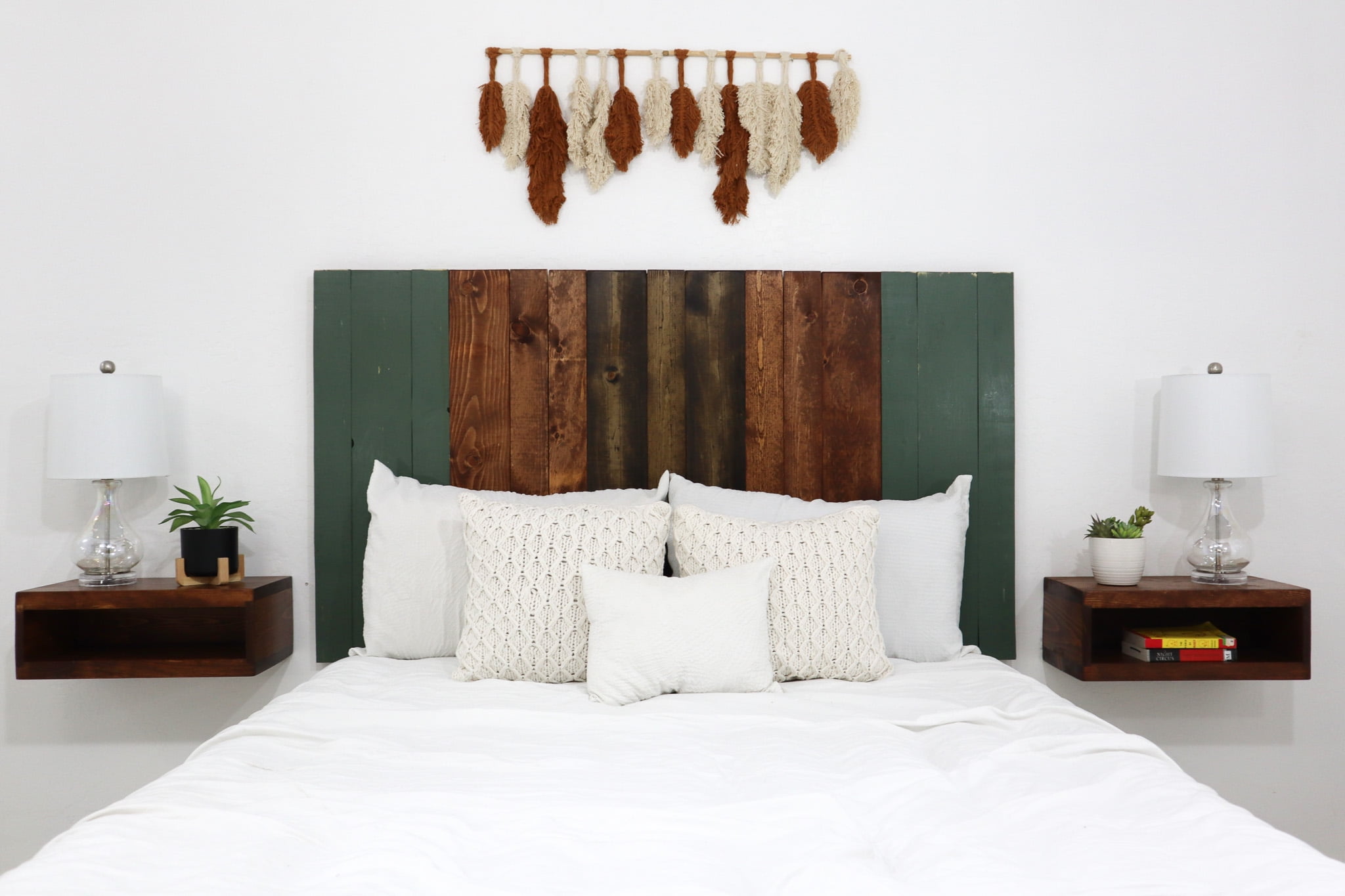 Forest Path Mix Headboard Twin Size Stain, Hanger Style, Handcrafted. Mounts on Wall. Easy Installation.