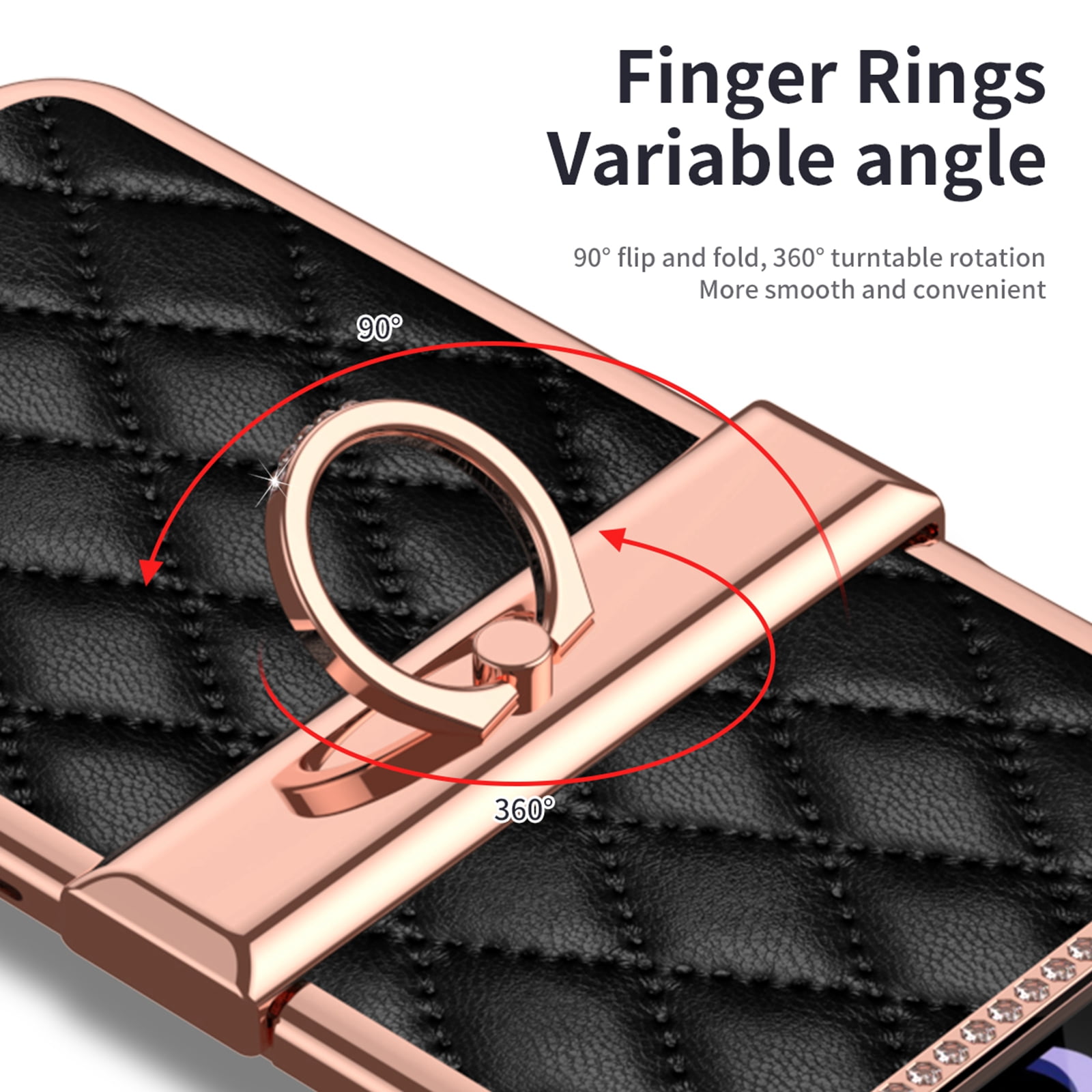 TECH CIRCLE for Samsung Galaxy Z Flip 4 5G Case, Sparkle Glitter Bling Anti-Scratch Full-Body Shockproof Protective Phone Case with Finger Ring for Samsung Galaxy Z Flip 4 5G 6.7 inch,Black