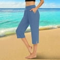 thumbnail image 2 of LEKODE Capri Pants for Women Travel Pants Women Comfy Pants Women Wide Leg Pants Woman Ladies Pants Womens Bottoms Golf Pants Running Pants Women Summer Pants for Wome Blue 2XL, 2 of 6